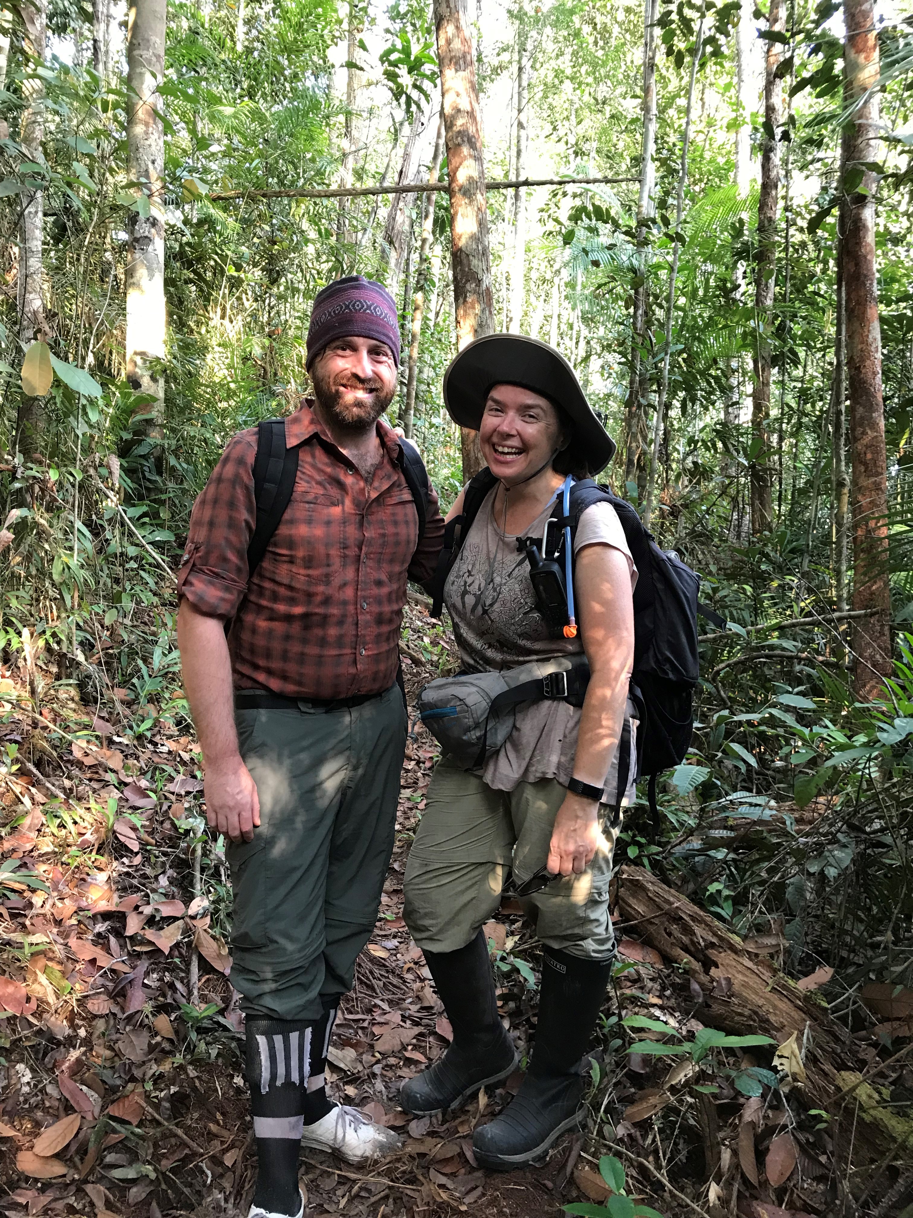 Two researchers exploring jungle